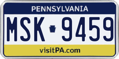PA license plate MSK9459