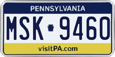 PA license plate MSK9460
