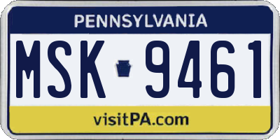 PA license plate MSK9461