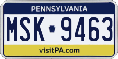 PA license plate MSK9463