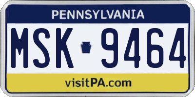 PA license plate MSK9464
