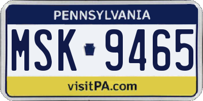 PA license plate MSK9465