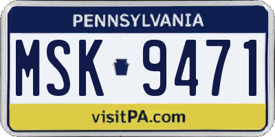 PA license plate MSK9471