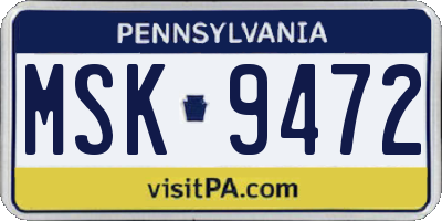 PA license plate MSK9472