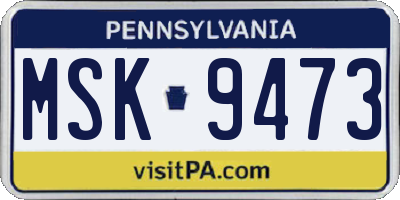 PA license plate MSK9473