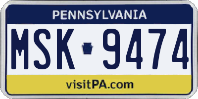 PA license plate MSK9474