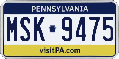 PA license plate MSK9475