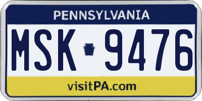 PA license plate MSK9476