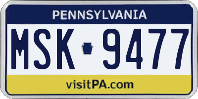 PA license plate MSK9477