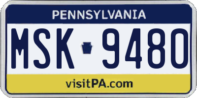 PA license plate MSK9480