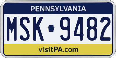 PA license plate MSK9482