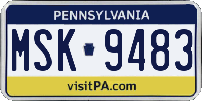PA license plate MSK9483