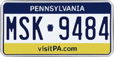 PA license plate MSK9484