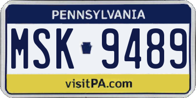PA license plate MSK9489
