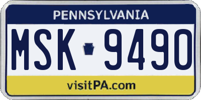 PA license plate MSK9490