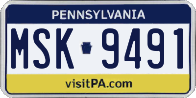 PA license plate MSK9491
