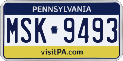 PA license plate MSK9493