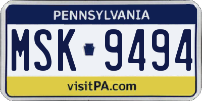 PA license plate MSK9494