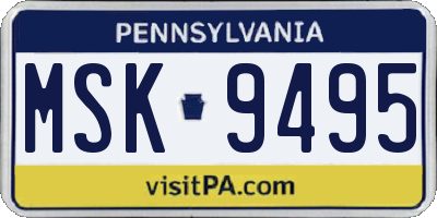 PA license plate MSK9495