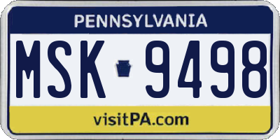 PA license plate MSK9498
