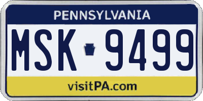 PA license plate MSK9499