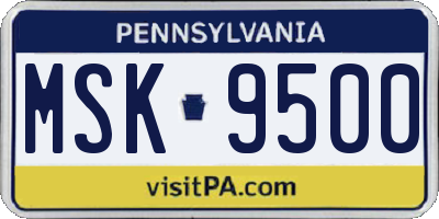 PA license plate MSK9500