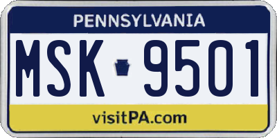 PA license plate MSK9501