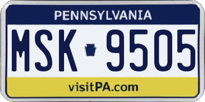 PA license plate MSK9505