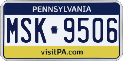PA license plate MSK9506