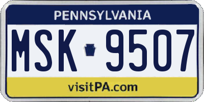 PA license plate MSK9507