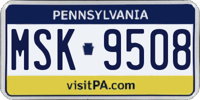 PA license plate MSK9508