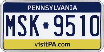 PA license plate MSK9510