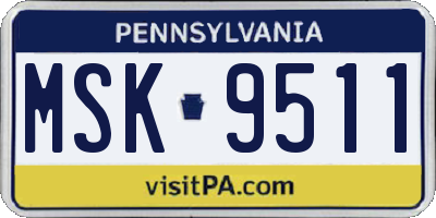 PA license plate MSK9511