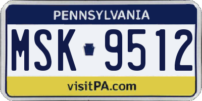 PA license plate MSK9512