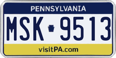 PA license plate MSK9513