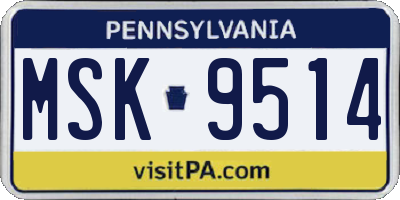 PA license plate MSK9514