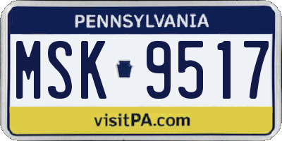 PA license plate MSK9517