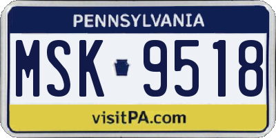 PA license plate MSK9518