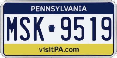 PA license plate MSK9519