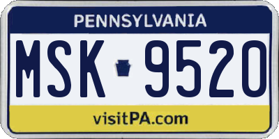 PA license plate MSK9520