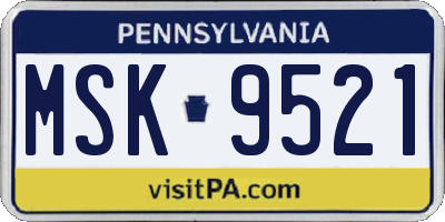 PA license plate MSK9521