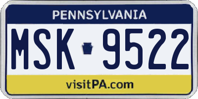 PA license plate MSK9522
