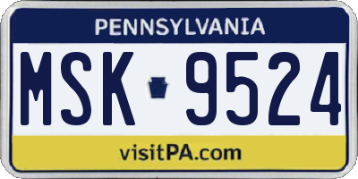 PA license plate MSK9524