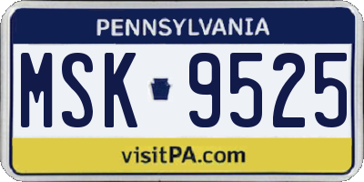 PA license plate MSK9525