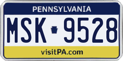 PA license plate MSK9528