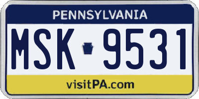 PA license plate MSK9531