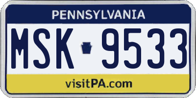 PA license plate MSK9533