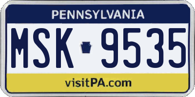 PA license plate MSK9535