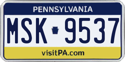 PA license plate MSK9537