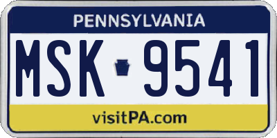 PA license plate MSK9541